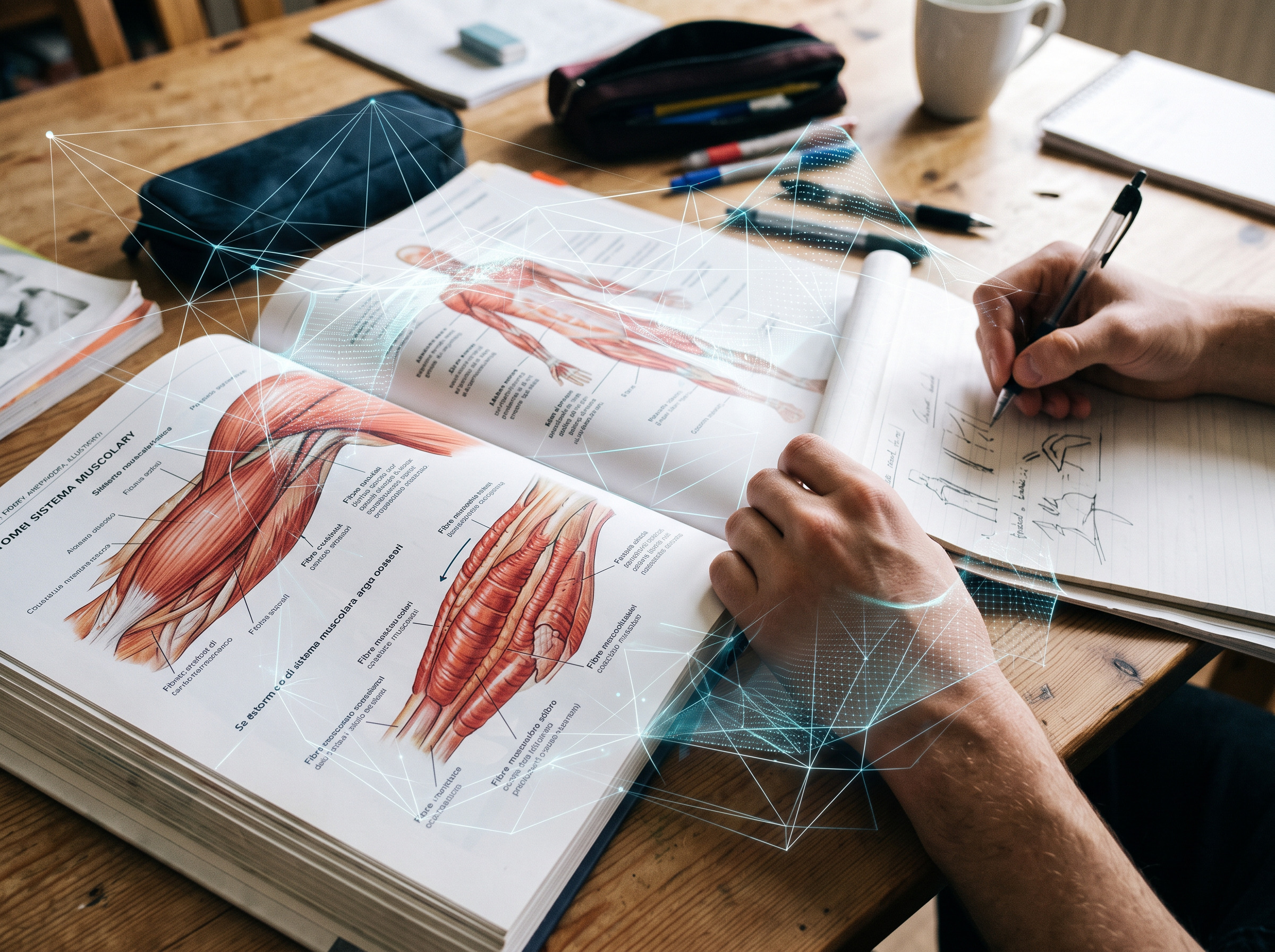 Rolfing- Studente che studia l'anatomia umana